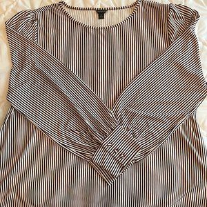 Ann Taylor Maroon & White Striped Blouse